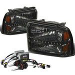 12000K HID KIT+SMOKE HOUSING HEADLIGHT+LED DRL+AMBER CORNER  05-07 SUPERDUTY