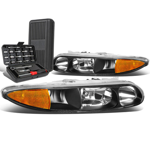 1999-2004 Oldsmobile Pair Alero Black/Amber Side Driving Heaflight+Tool Box