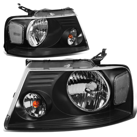 2004-2008 d F150 Pickup Pair Black Housing Clear Side Headlight/Lamp Set