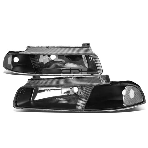 1995-2000 Dodge Stratus Pair OE Style Black Housing Headlight Headlamps Kit