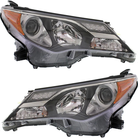 Headlight Set For 2013-2015 Toyota RAV4 Left and Right Black Housing CAPA 2Pc