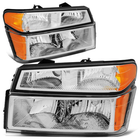 2004-2012 Colorado Canyon Chrome Housing Bumper Headlight Amber Corner Lamps