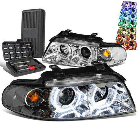 1996-2001 Audi A4 RGB Color Change LED U-Halo Angel Eyes Headlight+Tool Box