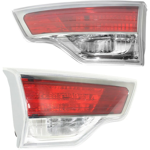Halogen Tail Light Set For 2014-17 Toyota Highlander Inner Chr Int w/ Bulbs 2Pcs