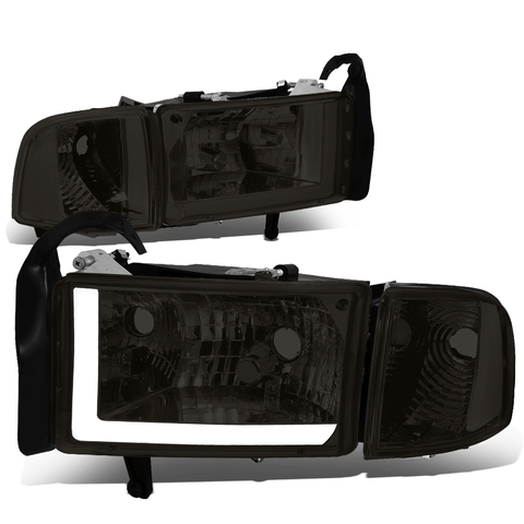 1994-2002 RAM 1500 2500 3500 Smoked/Clear Corner LED DRL Headlight Head Lamp