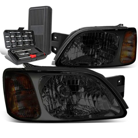 2000-2004 Subaru Legacy L Brighton Pair Smoked/Amber Side Headlight+Tool Box