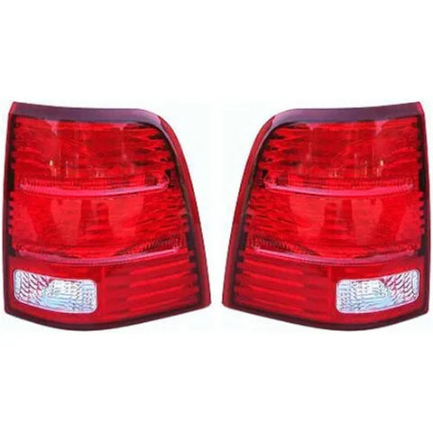 Halogen Tail Light Set For 2002-2005 Ford Explorer Clear & Red Lens 2Pcs CAPA