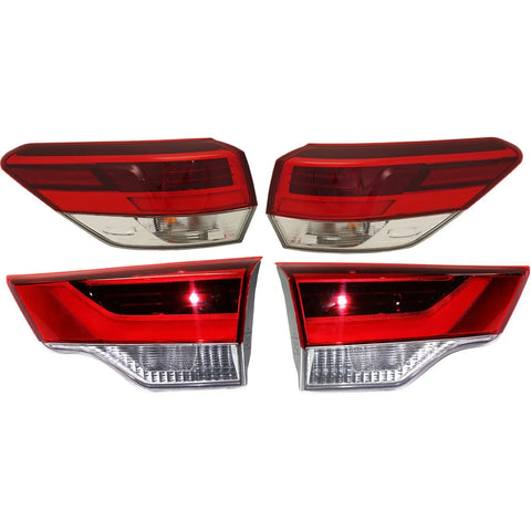 Tail Light Set For 2018-2019 Toyota Highlander LH RH Inner Outer Clear/Red/LED