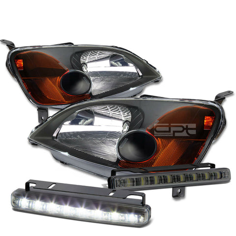 BLACK HOUSING HEAD+AMBER CORNER+SMOKED LED FOG LIGHT KIT  01-03 CIVIC EP/EM