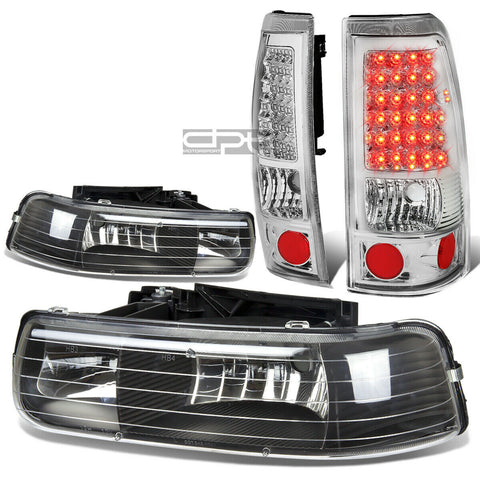 99-02 SILVERADO BLACK CRYSTAL HEADLIGHT+CORN