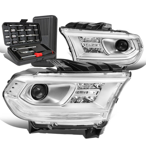 2014-2020 Dodge Durango Pair Chrome/Clear Side Porjector Headlights+Too