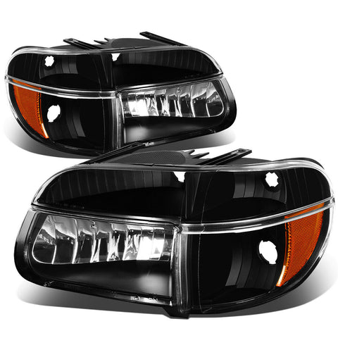 1995-2001 d Explorer Pair Black Housing Amber Corner Headlight/Lamp Set