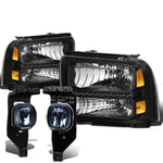 05-07 SUPERDUTY BLACK AMBER LED HEADLIGHT+TRUN SIGNAL+SMOKED OE FOG LIGHT