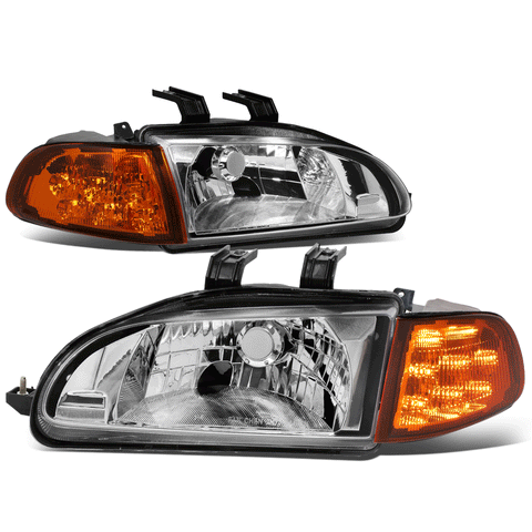 1992-1995 Honda Civic LED Turn Signal Chrome Housing Headlight Corner Lamps