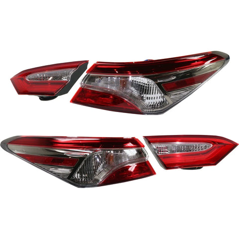 CAPA Tail Light For 2018 Toyota Camry SE Driver & Passenger Side Inner and Outer