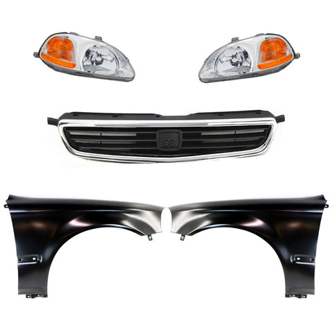 Headlight Driving Head light Headlamp Kit Driver & Passenger Side Left Right