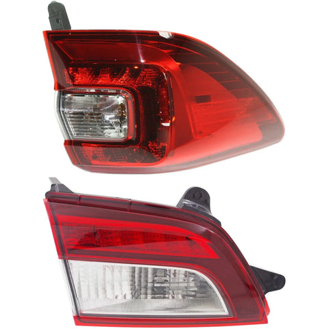 Tail Light Set For 2015-2019 Subaru Outback Left Inner Outer Clear/Red Halogen