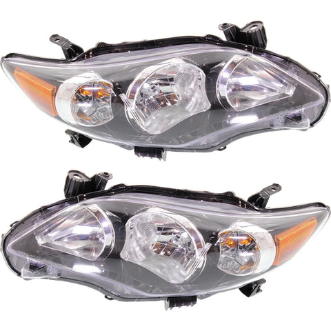 Headlight Set For 2011-2013 Toyota Corolla Left and Right Black Housing CAPA 2Pc