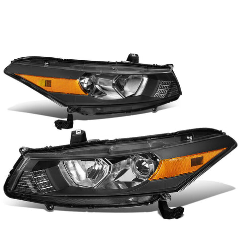 2008-2012 Honda Accord 2Dr Coupe Projector Headlight Head Lamp Black/Amber