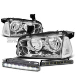 CHROME HOUSING CLEAR LENS HEADLIGHT+CORN