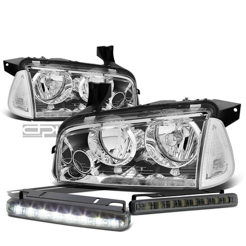 CHROME HOUSING CLEAR LENS HEADLIGHT+CORN