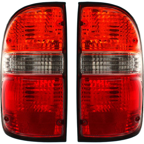 Halogen Tail Light Set For 2001-04 Toyota Tacoma Amber/Clr/Red w/Bulbs 2Pcs CAPA