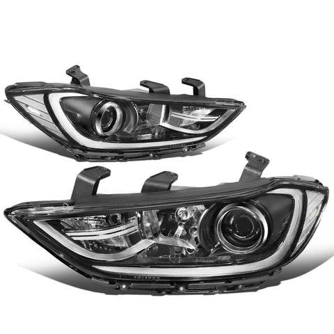 2017-2018 Elantra Pair Chrome Trim Clear Corner Projector Headlight HeadLamp