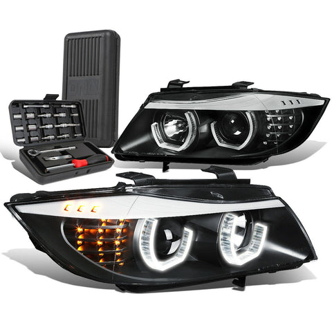 2006-2008 BMW 3-Series LED U-Halo 4-Door Projector Headlights+Too