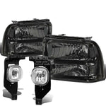 05-07 SUPERDUTY SMOKED CLEAR HEADLIGHT+TRUN SIGNAL LAMP+CHROME OE FOG LIGHT