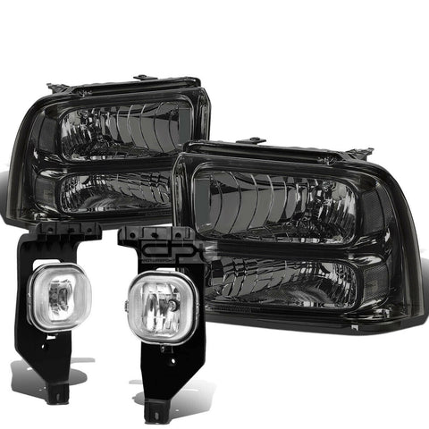 05-07 SUPERDUTY SMOKED CLEAR HEADLIGHT+TRUN SIGNAL LAMP+CHROME OE FOG LIGHT
