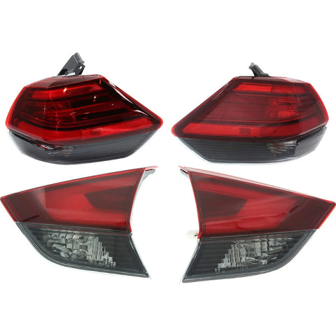 Tail Light Set For 2017 Nissan Rogue Left Right Inner Outer Clear/Red Halogen