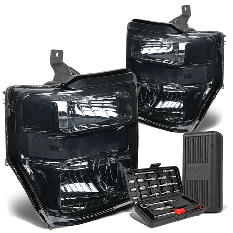 2008-2010 d Super Duty Pair Smoked/Clear Corner Headlight Lamps+Tool Box