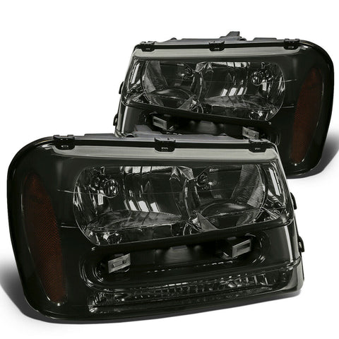 2002-2009 Chevy Trailblazer Smoked Housing Amber Corner Headlight/Lamp Set