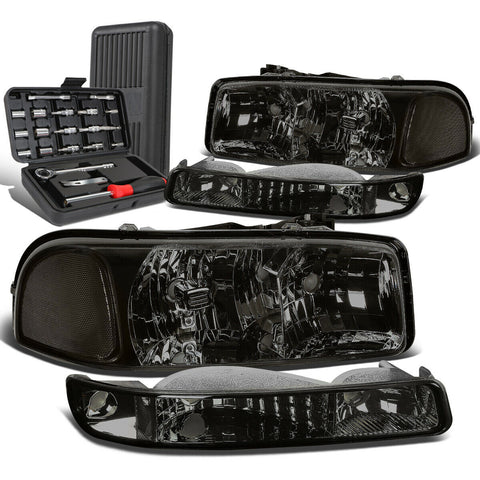 1999-2007 GMC Sierra Smoked Clear Signal Headlights+Bum