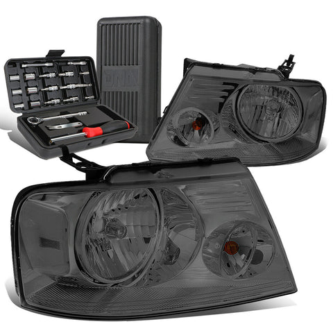 2004-2008 d F150 Pickup Pair Smoked/Clear Signal Headlight Lamps+Tool Box