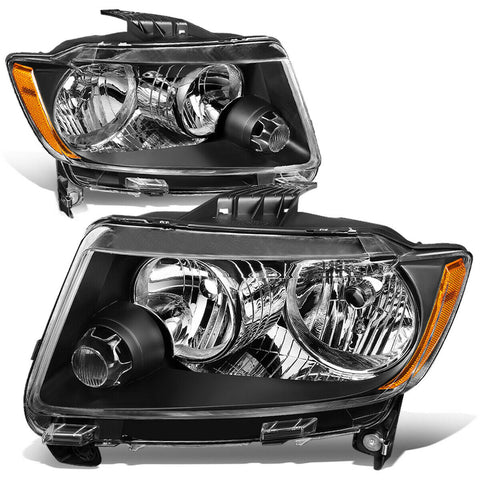 11-13 Jeep Grand Cherokee WK2 Pair Black Housing Amber Side Headlight/Lamp