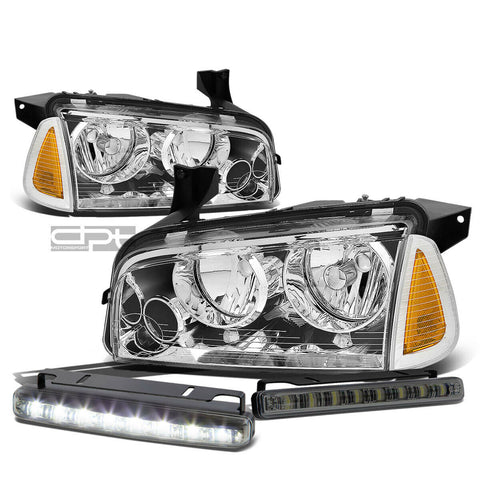 CHROME HOUSING CLEAR HEADLIGHT+AMBE