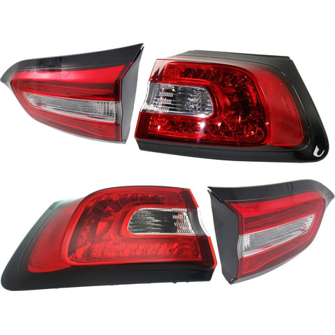 Tail Light Set For 2014-2018 Jeep Cherokee LH RH Inner Outer Clear/Red/LED CAPA
