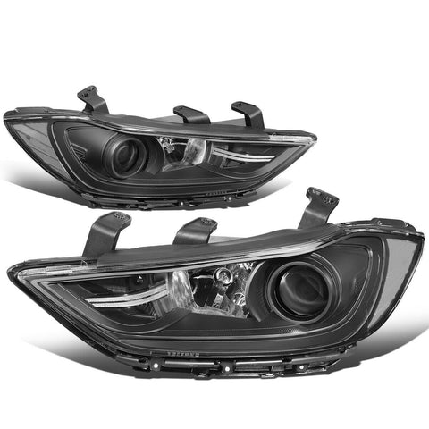 2017-2018 Elantra Black Housing Clear Corner Projector Headlight Headlamps