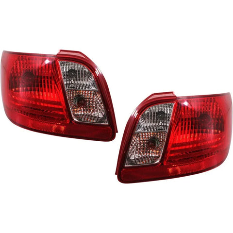 Halogen Tail Light Set For 2006-2011 Kia Rio Clear & Red Lens w/ Bulbs 2Pcs CAPA