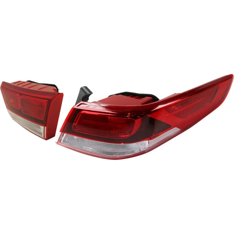 Tail Light Set For 2016-2020 Kia Optima Right Inner and Outer Clear/Red Halogen