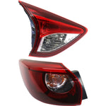 Tail Light Set For 2016 Mazda CX-5 Left Inner Outer Red Lens Halogen/LED CAPA