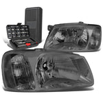 2000-2002 Accent Pair Smoked Housing Clear Side Bumper Headlights+Too