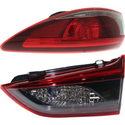 Tail Light Set For 2016-2017 Mazda 6 Right Inner and Outer Clear Red Smoked LED