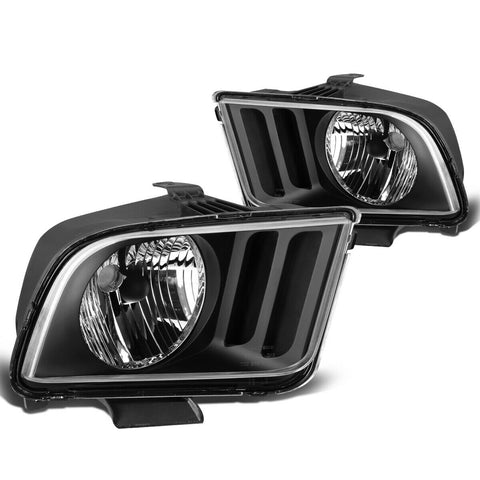 2005-2009 d Mustang S197 Pair Black Housing Clear Corner Headlight/Lamp