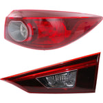 Tail Light Set For 2014-2018 Mazda 3 Right Inner and Outer Clear/Red Halogen/LED