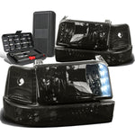 1992-1996 d F-Series LED DRL Smoked Clear Bumper Headlight Lamps+Tool Box
