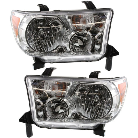 Halogen Headlight Set For 2007-2013 Toyota Tundra Left & Right w/Bulbs Pair CAPA