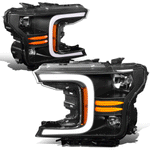 18-21 d F150 Black/ Amber LED DRL Headlights w/ Sequential Turn Signal