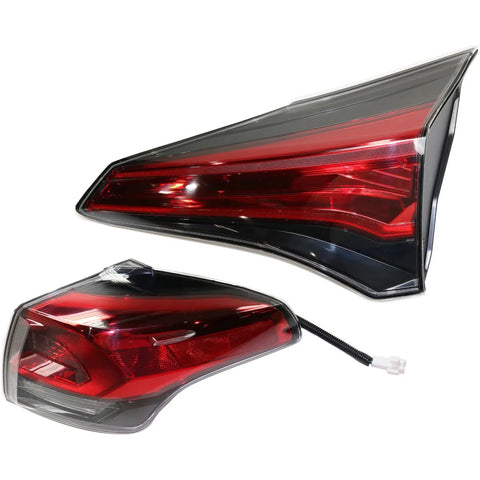 Tail Light Set For 2016-2018 Toyota RAV4 Right Inner and Outer Clear/Red Halogen